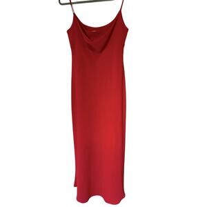 Jones New York 10 Spaghetti Strap Red Special Occasions maxi Dress Side Zip.